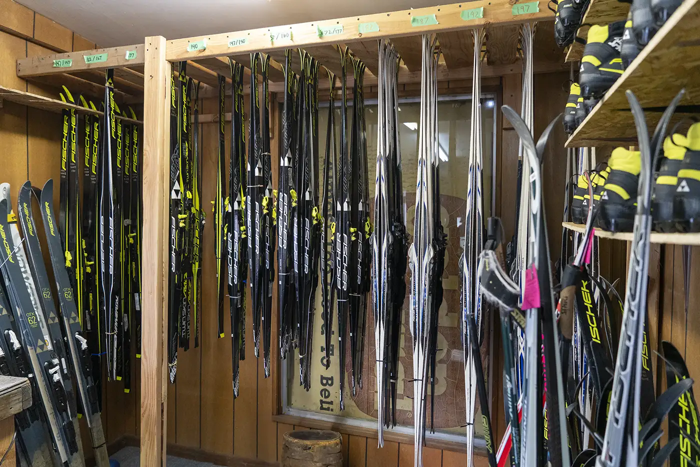 Cross country skis for rent at Odin Recreation in Mesa, Colorado, right on your way to the Grand Mesa Nordic trail system.