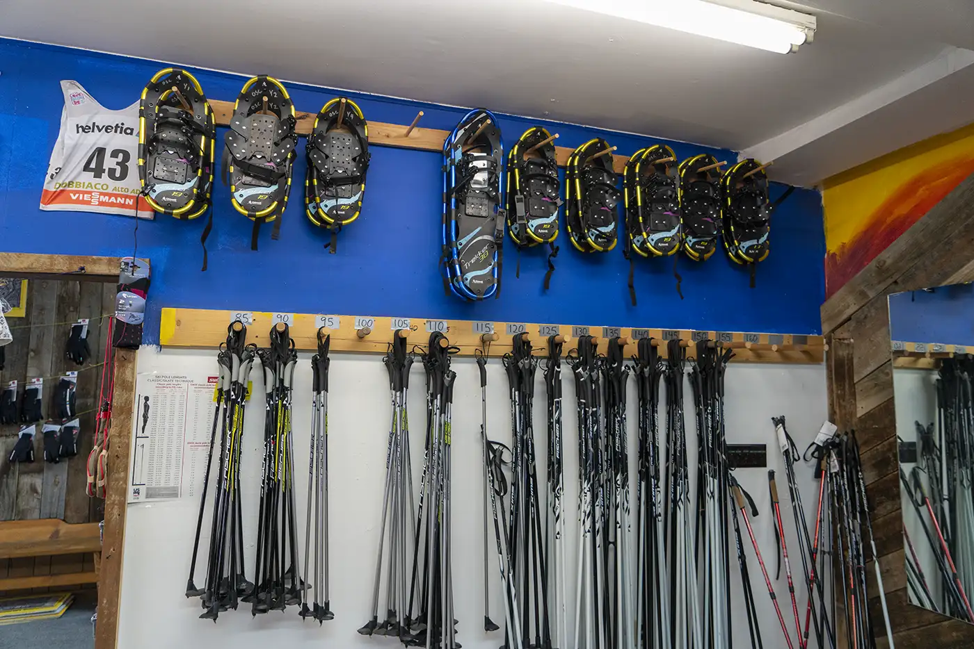 Photo of snowshoe and Nordic pole rentals at Odin Recreation in Mesa, Colorado, for snowshoeing on Grand Mesa, Colorado