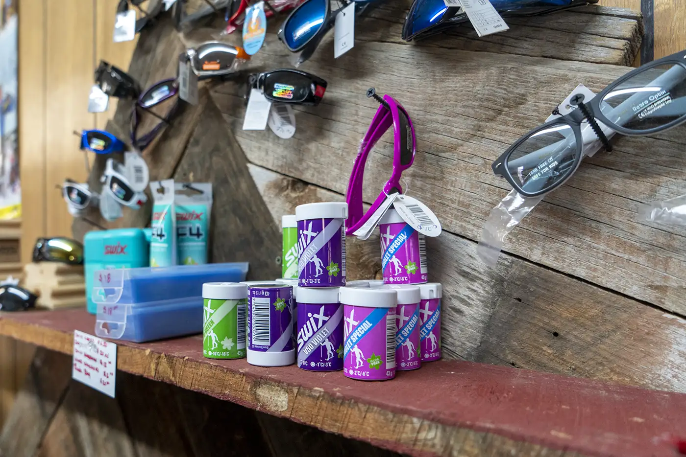 Cross country ski accessories and grip and glide wax at Odin Recreation cross country ski store in Mesa, Colorado